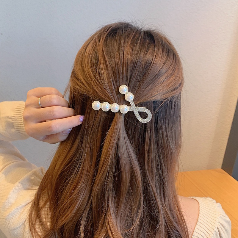 Kẹp Tóc Càng Cua Hàn Quốc Đính Đá Ngọc Trai Phụ Kiện Thời Trang Cho Nữ AB134