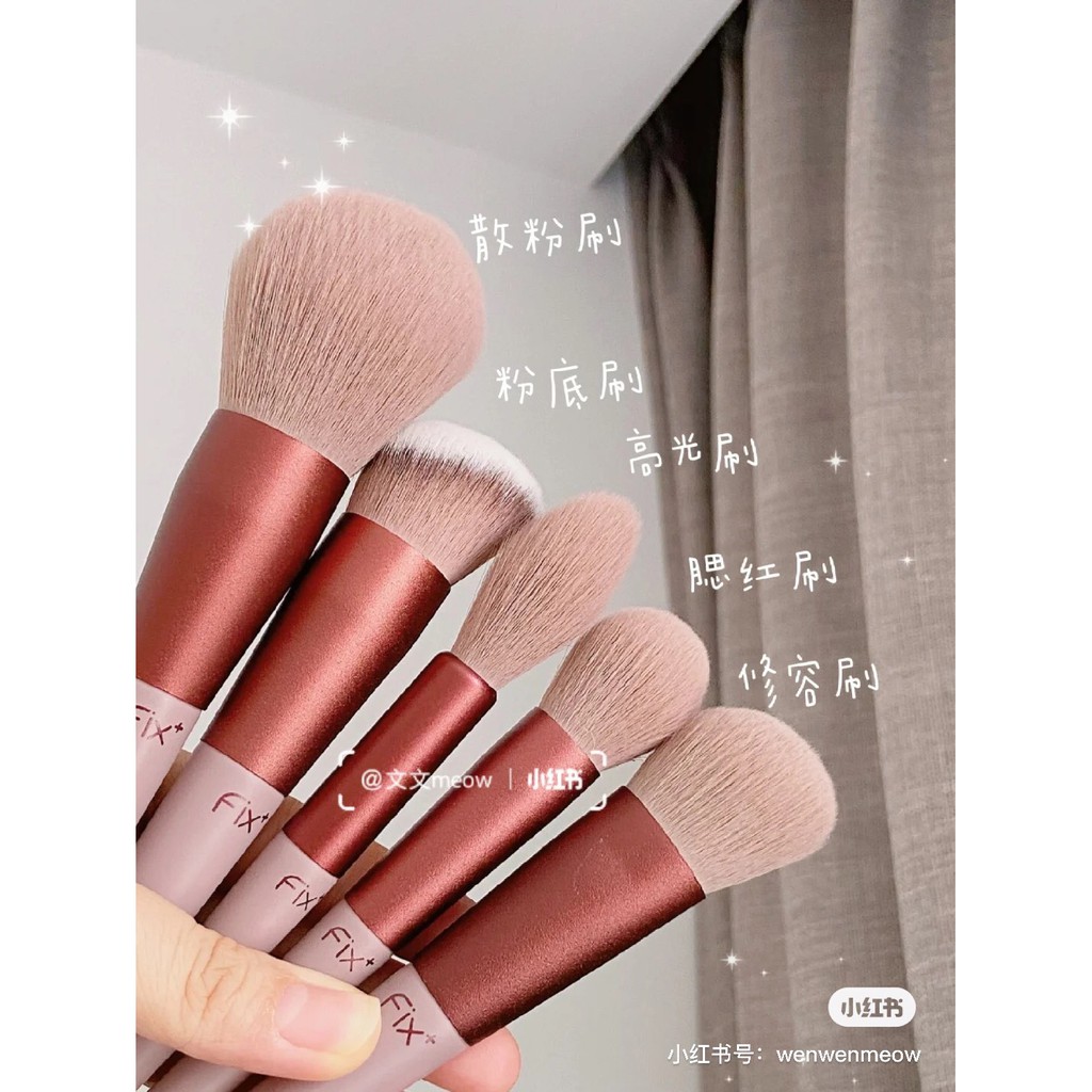 Bộ cọ trang điểm cá nhân cao cấp 13 cây Fix màu hồng Pastel