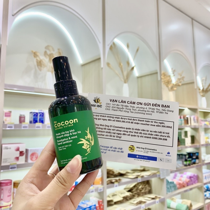 Nước rửa tay khô Khuynh Diệp và Bạc Hà Cocoon 140ml Không Gây Khô Da