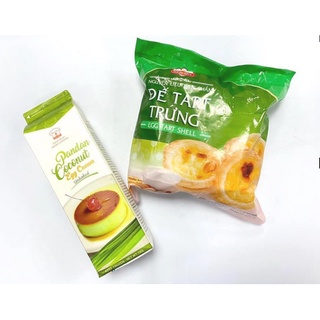  Combo Đế Bánh Tart Trứng và Kem Trứng Flan Sữa Dừa Lá Dứa 1kg 