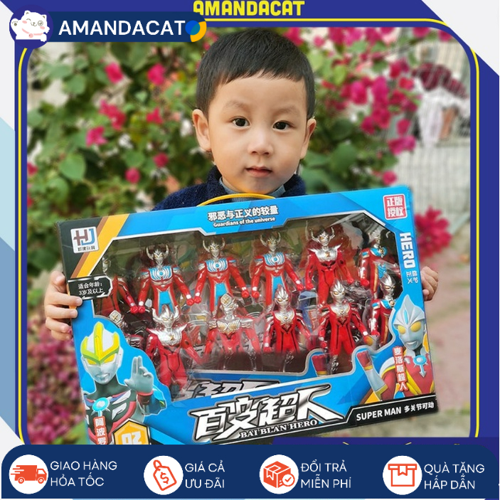[Hàng sẵn]  Hộp đồ chơi siêu nhân điện quang Ultraman 12 siêu nhân cao 14cm - Hộp Siêu nhân điện quang Nhật Bản