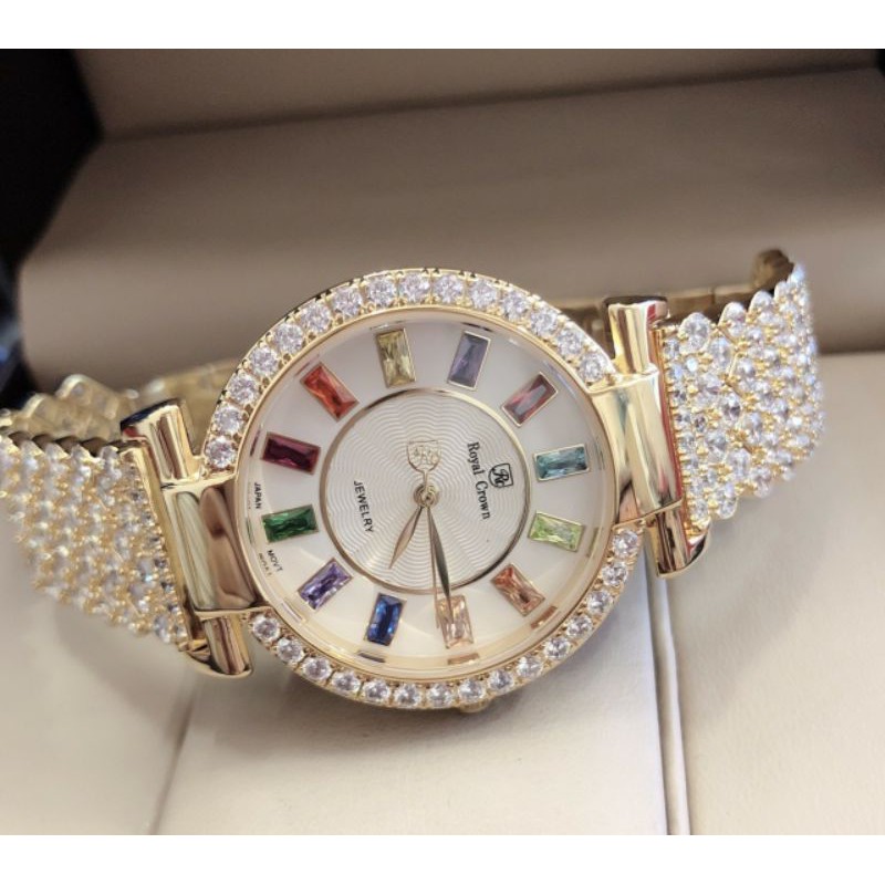 Đồng Hồ Royal Crown Nữ 4604  Đá Vàng  Fullbox