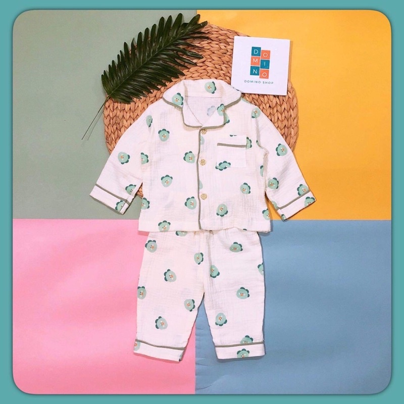 Vải xô muslin khủng long xanh