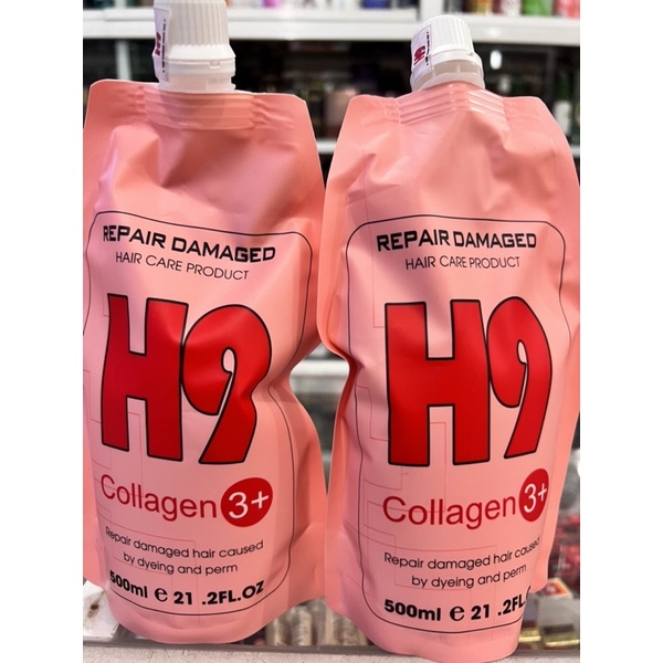 hấp dầu  H9 collagien 3+ - bịch màu hồng 500ml  siêu thơm mềm mượt phục hồi hư tổn  chống khô sơ trẻ ngọn