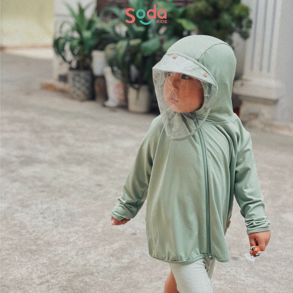 Áo chống nắng cho bé SODA KIDS thoáng mát, chống UV400 kèm tấm chắn chống bụi, chống giọt bắn