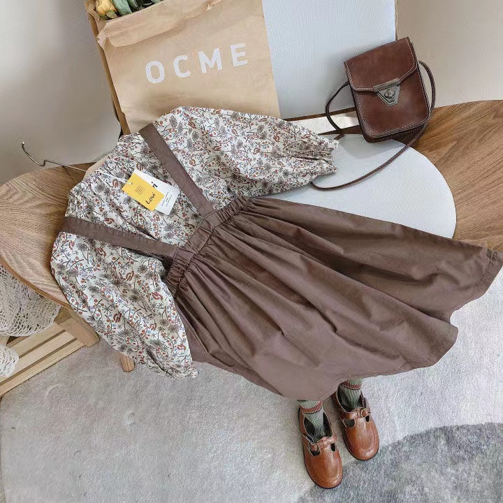 Set Đầm Hai Dây In Hoa Phong Cách Hàn Quốc Thời Trang Cho Bé Gái