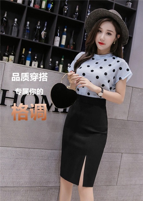 Chân váy bút chì sẻ trước chân váy công sở chất vải thun ôm co giãn | BigBuy360 - bigbuy360.vn