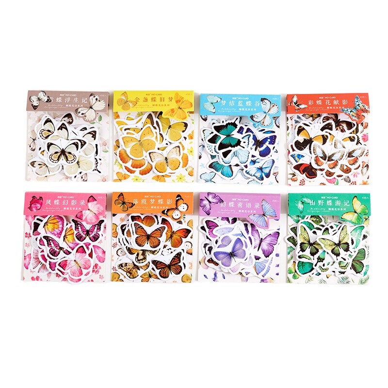 Set 45 Miếng Dán Trang Trí Sổ Lưu Niệm Hình Cây Và Bướm Cổ Điển Diy