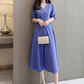 ĐẦM XÒE CHIFFON NÚT XÉO