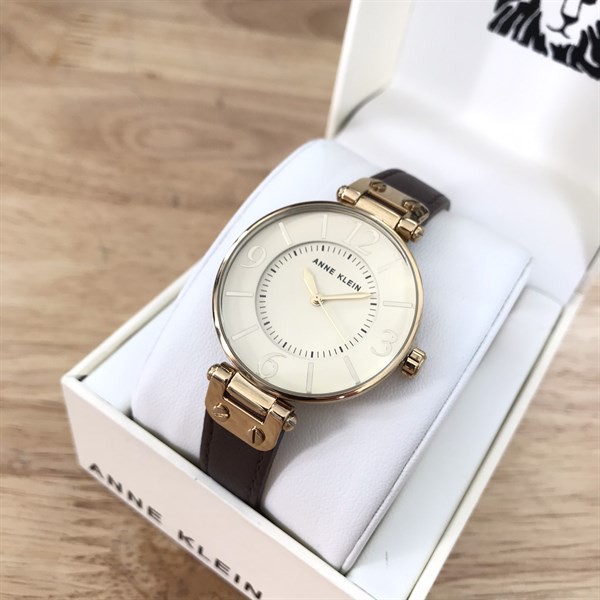 [CHÍNH HÃNG] Đồng Hồ Nữ ANNE KLEIN AK 10/9168IVBN DÂY DA NÂU MẶT VÀNG