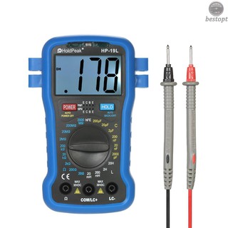 B&O HoldPeak Backlight LCD Digital LCR Multimeter Resistance Capacitance Inductance Transistor hFE Test Tester Meter with Wrist Strap