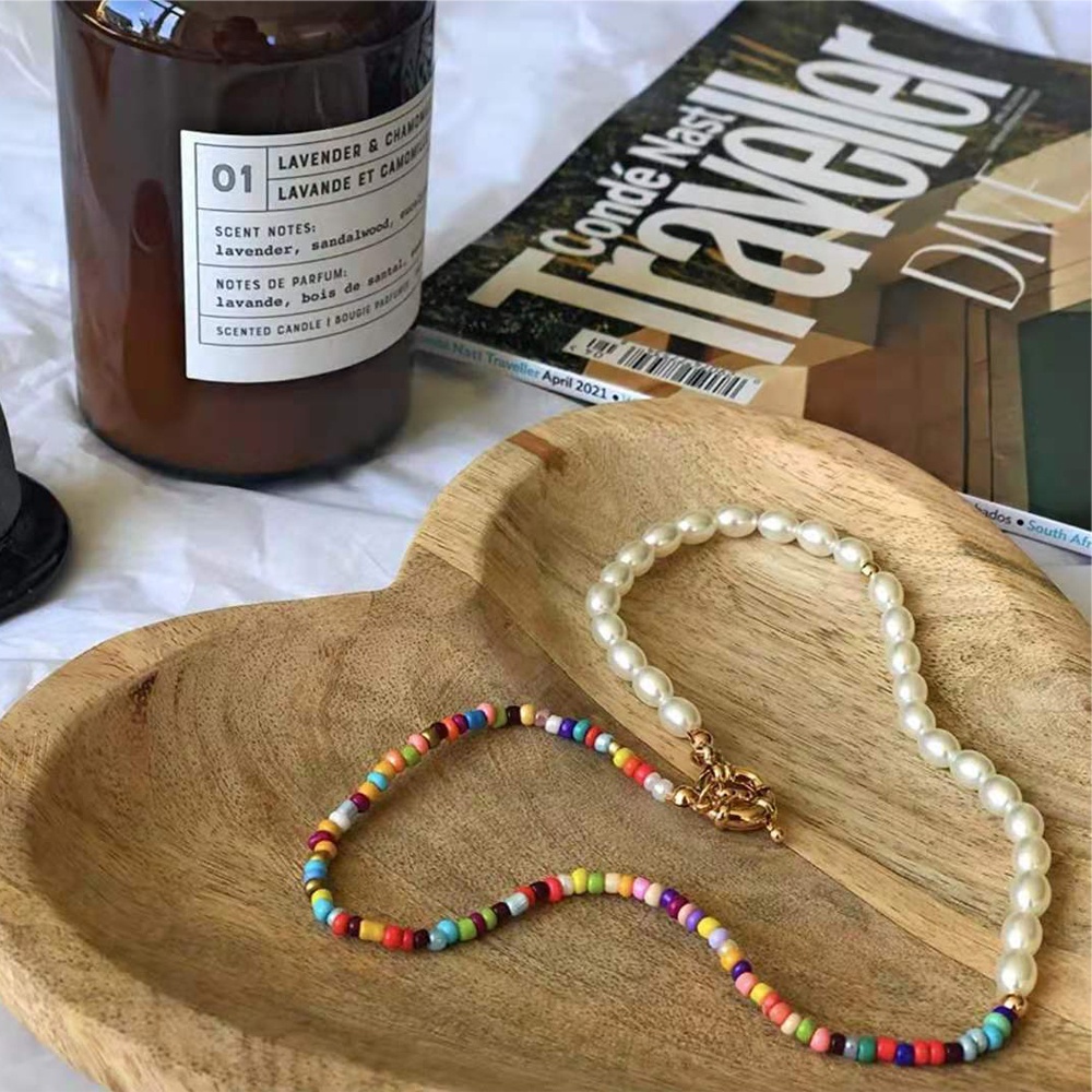 Vòng Cổ Choker Đính Hạt Ngọc Trai Nhiều Màu Sắc Phong Cách Bohemian Thời Trang Cho Nữ