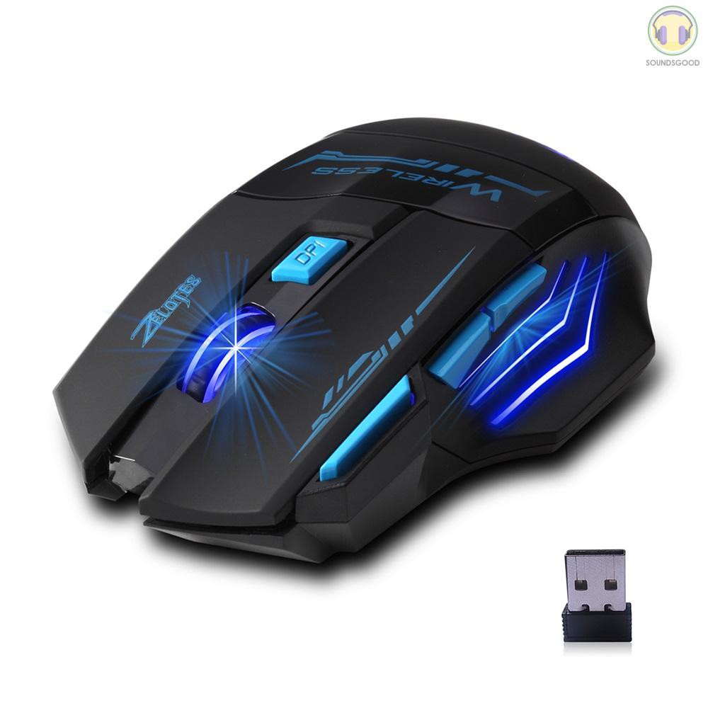 Chuột Gaming Zeles F14 Không Dây 2.4g 2400 Dpi 7 Nút Bấm