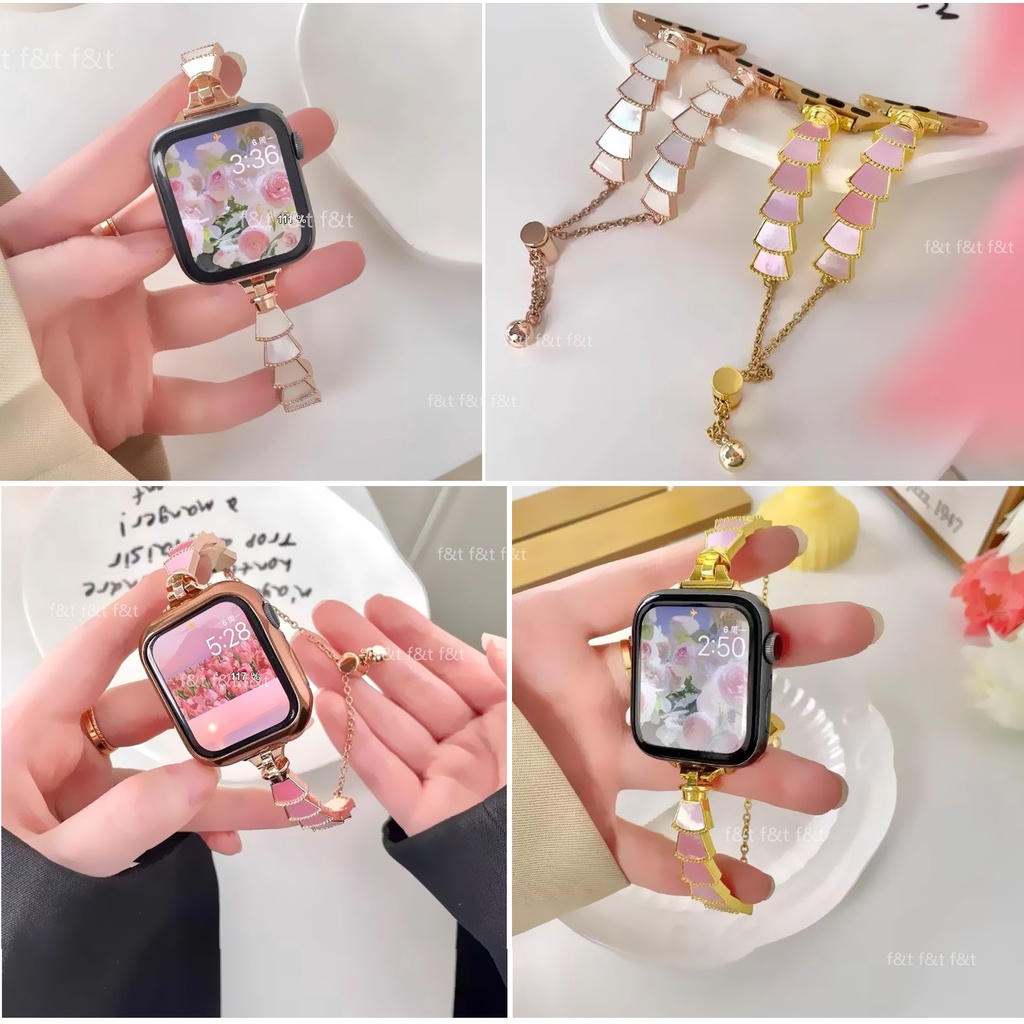 Dây Đeo Thay Thế Chất Liệu Kim Loại Đính Đá Lấp Lánh Cho Apple watch iwatch series 8 7 SE 6 5 4 3 2 1 8