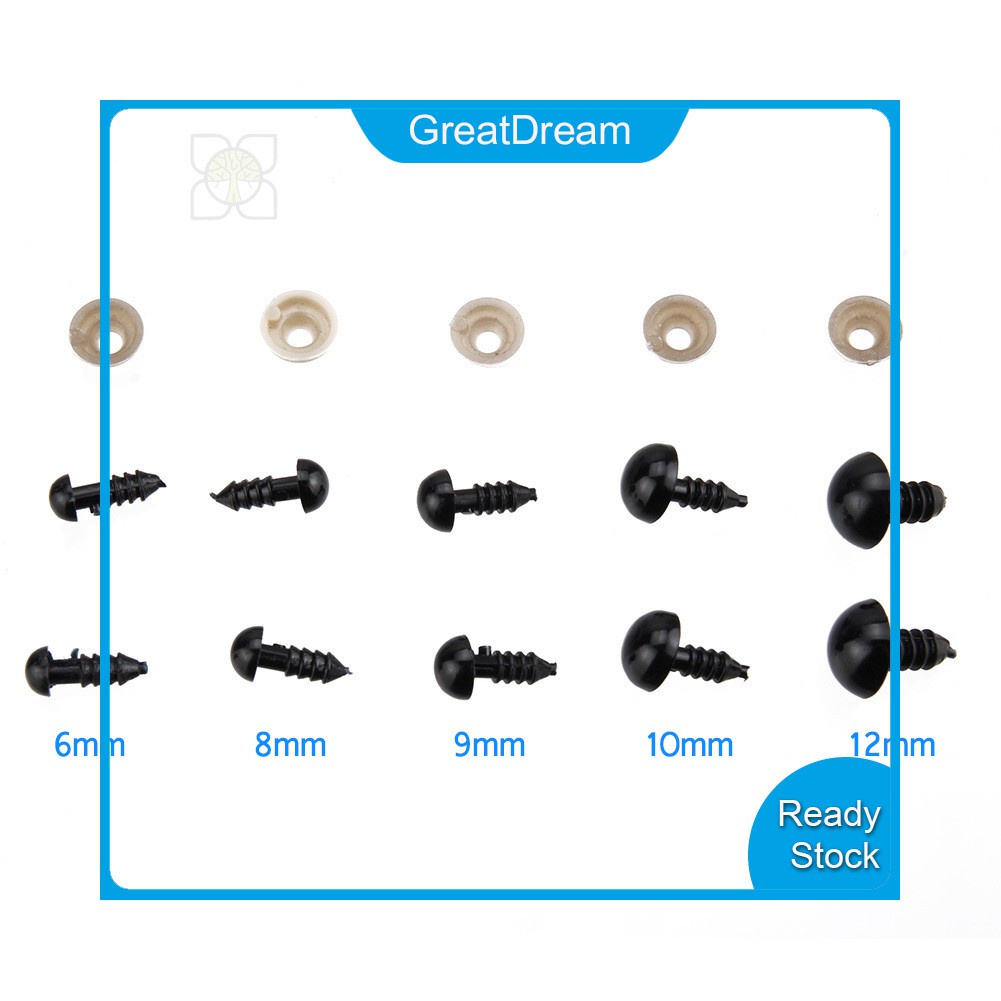 Set 100 Mắt Nhựa Đen 6-12mm Làm Thú Nhồi Bông | BigBuy360 - bigbuy360.vn