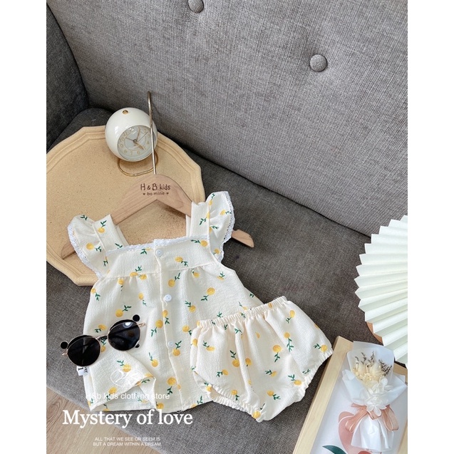 Xả Bộ đũi xốp viền ren cho bé gái