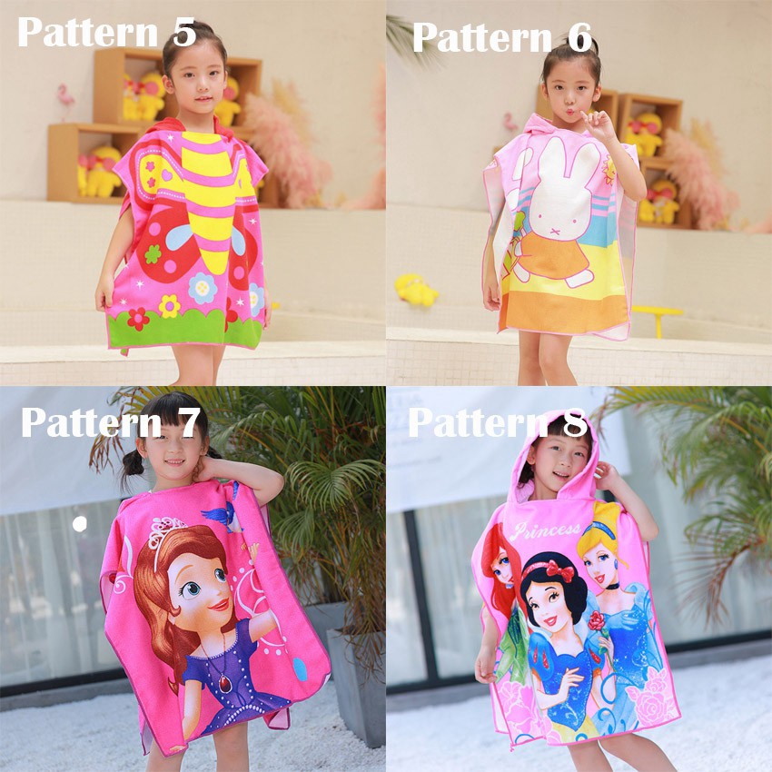 Áo Choàng Tắm Có Nón In Hình Hoạt Hình Công Chúa Băng Giá Hello Kitty Dành Cho Bé Gái