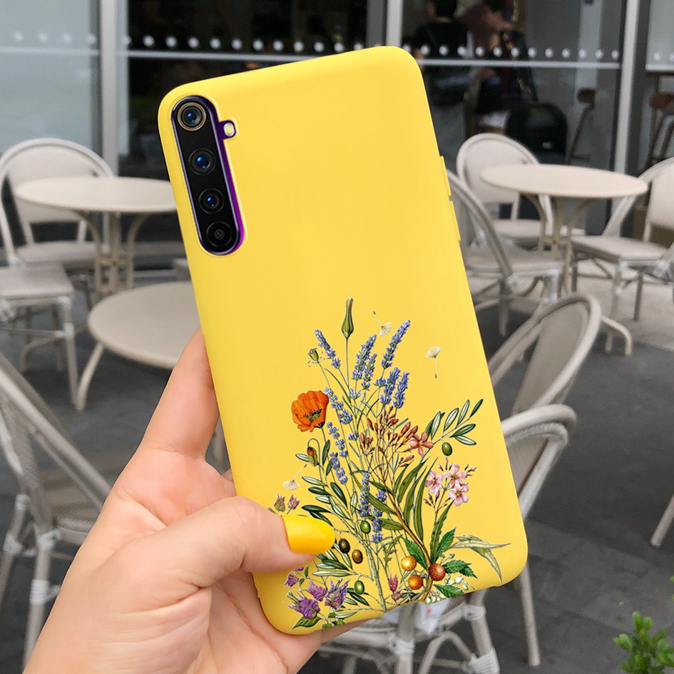 Ốp điện thoại TPU dẻo in hoa & lông vũ đáng yêu cho Oppo Realme 6 6 Pro 6i 5i 5s 5 3 7 Pro Rmx2001