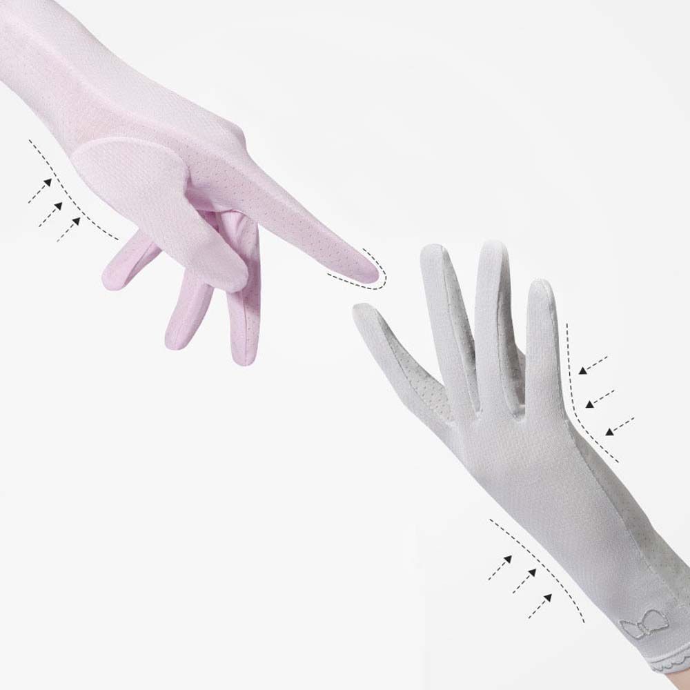 Găng Tay Lái Xe Vải Lụa Lạnh Mỏng Thoáng Khí Chống Tia Uv Chống Trượt Đính Nơ