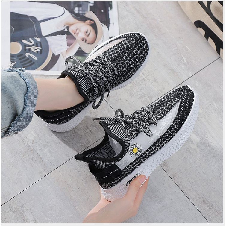 Giày thể thao nữ👄giày nữ cổ chun hoa cúc fom ôm chân siêu phẩm 2021