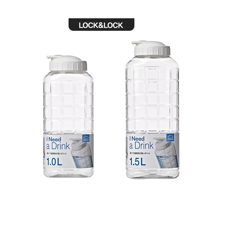 Bình nước Jug Lock&amp;Lock 1 lít và 1,5 lít - Nắp màu trắng - HAP810/HAP812