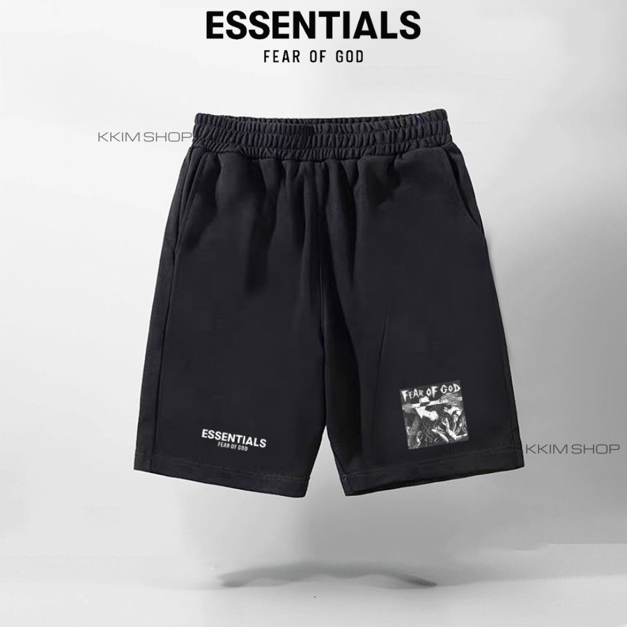 QUẦN SHORT ESSENTIALS Fear of God Nam Nữ, quần đùi thun unisex form rộng thể thao, lửng cộc ngắn mặc nhà KKIMSHOP