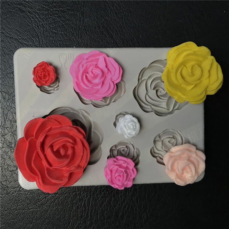 Khuôn Silicone Tạo Hình Hoa Hồng 3D Trang Trí Bánh