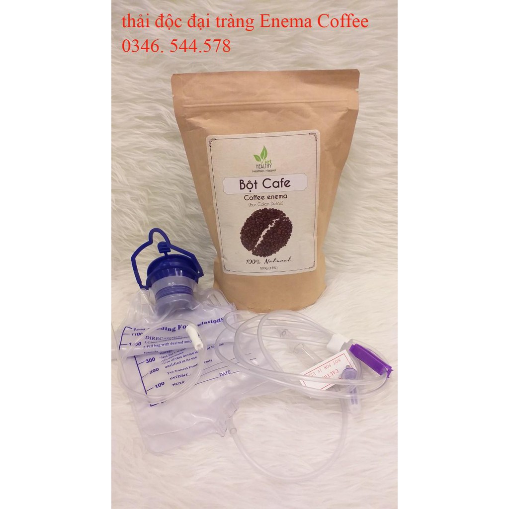 TẶNG 10 TÚI LỌC - Bột cà phê nguyên chất Enema VietHealthy 500gr - Coffee enema  làm đẹp da, thải độc đại tràng, gan