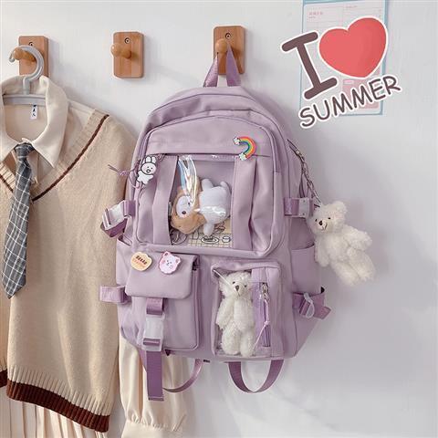 InsThe Wind Capacity High School Student Bag Korean Women Harajukuulzzang Style Cartoon Backpack Middle School Backpack Backpack Fabric