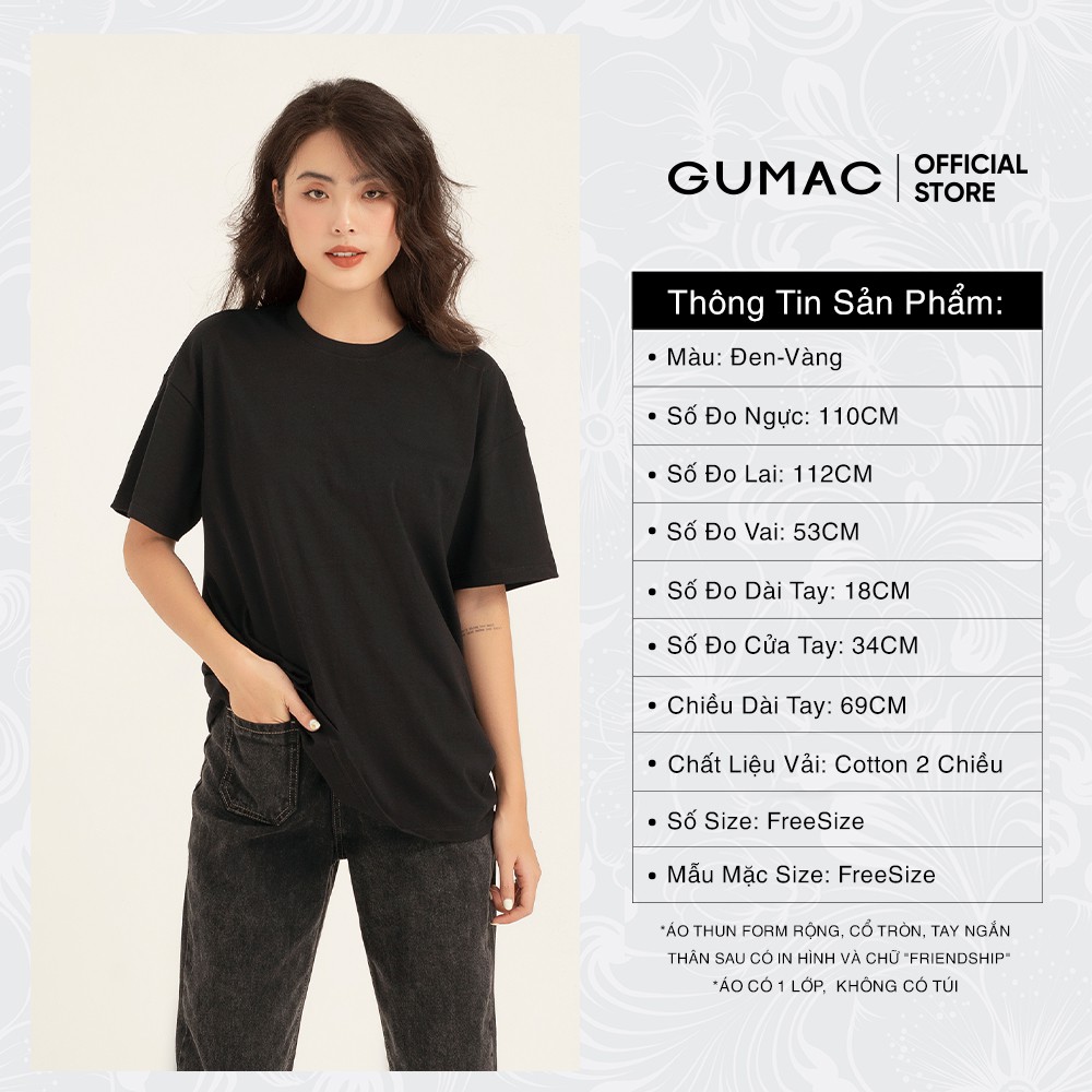 Áo thun nữ phom rộng in Friend ship GUMAC đủ màu, năng động ATB156