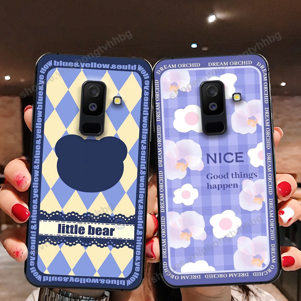 Ốp lưng Samsung J8 in mẫu gấu bo viền , smile mặt cười cực cute đẹp