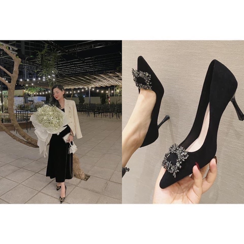 Hàng order - Guốc cao gót nhung mũi nhọn 2 loại 6p và 8p