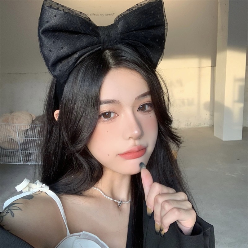 Nơ Cài Tóc Bản Lớn Họa Tiết Chấm Bi