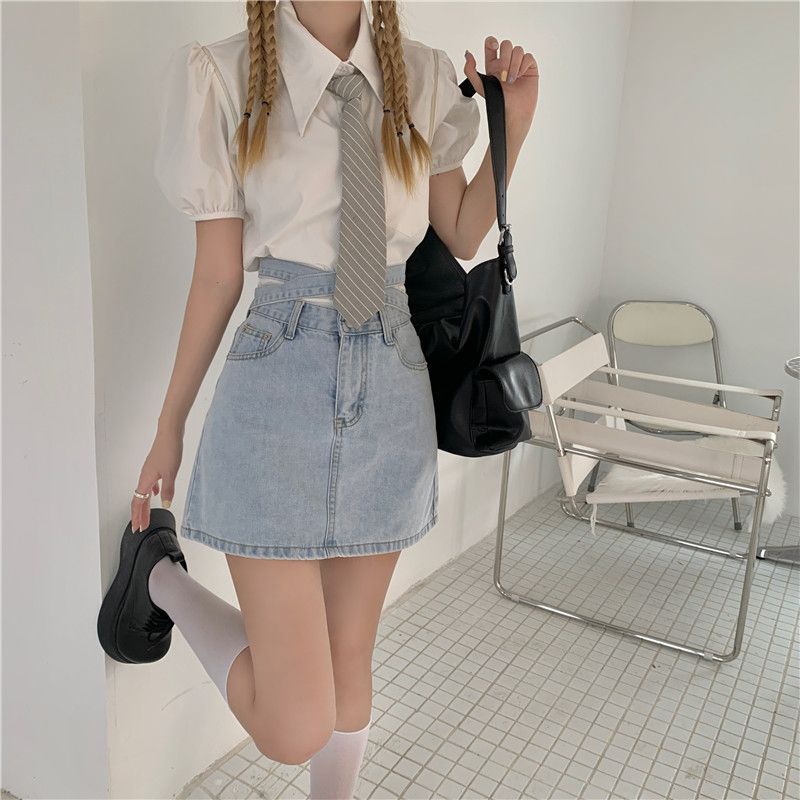 Chân Váy Denim Chữ A Lưng Cao Phong Cách Thời Trang Mùa Hè Mới 2022