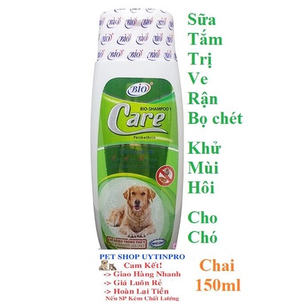 SỮA TẮM CHO CHÓ Bio Care Trị Ve Rận Bọ Chét Khử Mùi Hôi Chai 150ml Xuất xứ Việt Nam