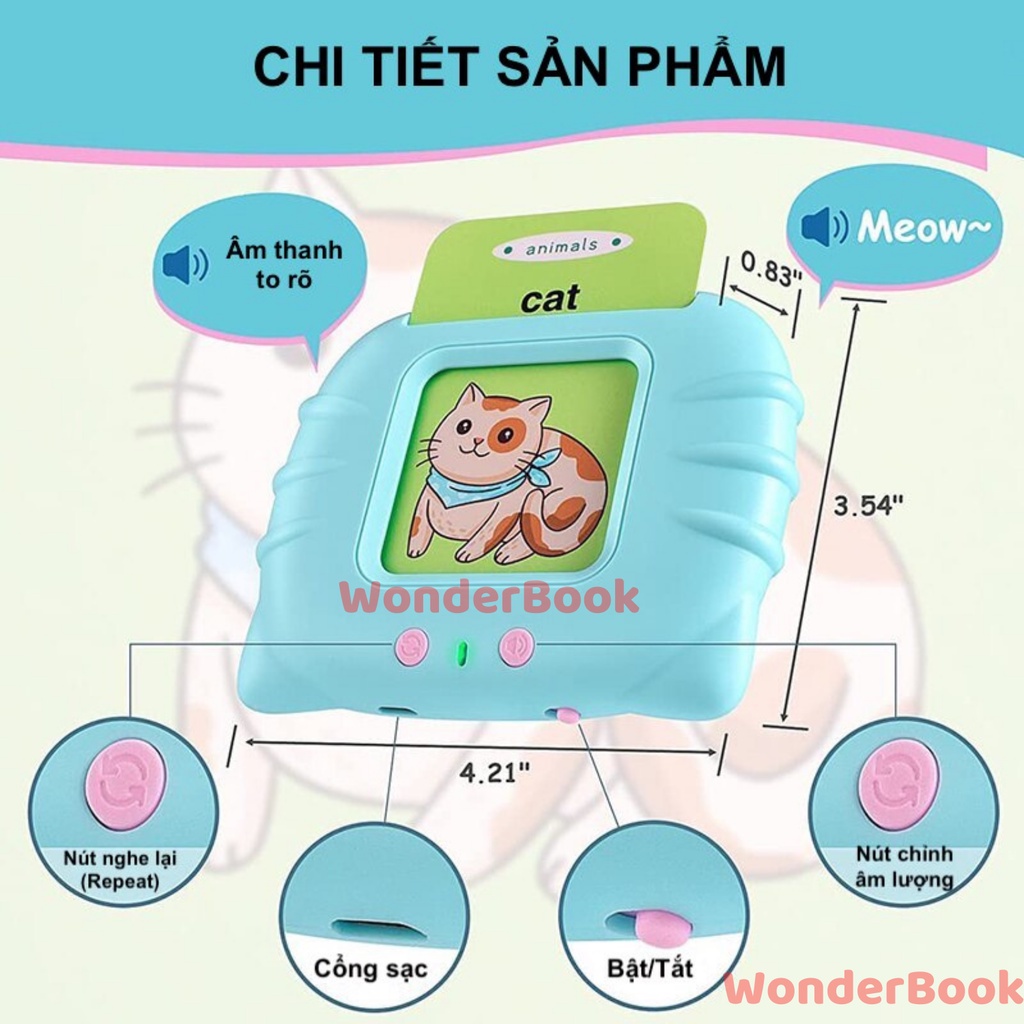 MÁY ĐỌC TỪ VỰNG TIẾNG ANH cho bé học từ mới rèn phát âm phát triển khả năng ngôn ngữ học cụ flashcard cho bé 3+