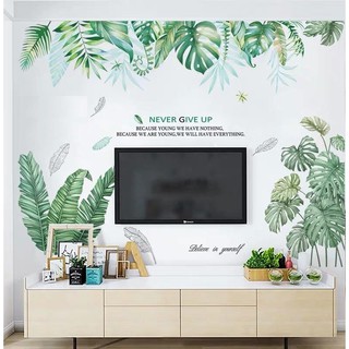 Decal dán tường combo tán lá xanh