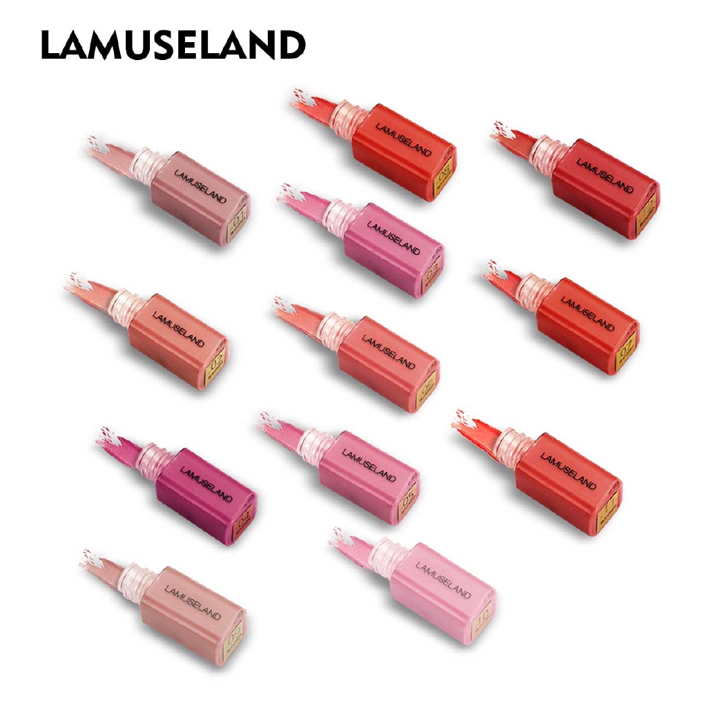 LAMUSELAND Makeup Lip Gloss and Waterproof Black Eyeliner Pen LAS402 Set 12Pcs/Set