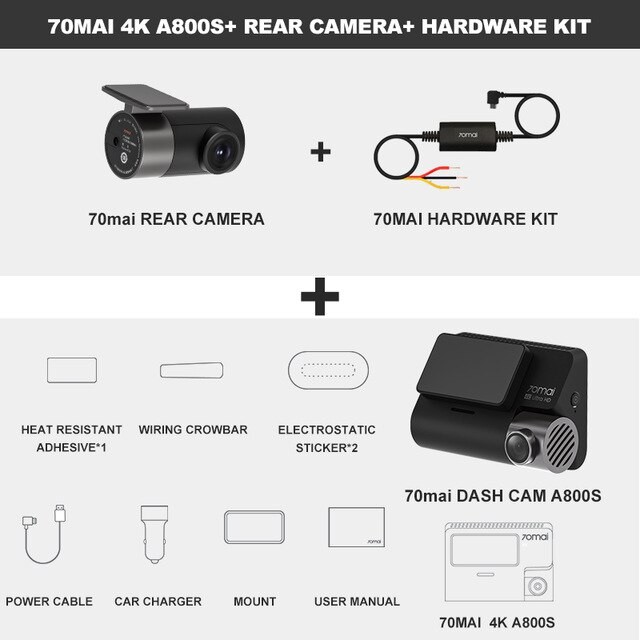 Camera Hành Trình 70mai A800S Bản Quốc Tế - Tích Hợp Cam Lùi RC06 + GPS Hiển Thị Tốc Độ