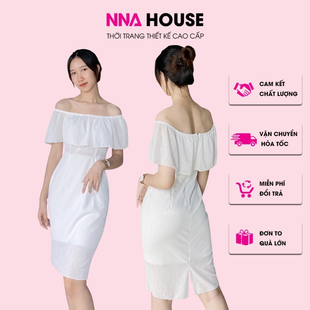 Đầm dự tiệc trắng - Váy trễ vai body ngắn tay thiết kế cao cấp NNAHOUSE Mã NA210