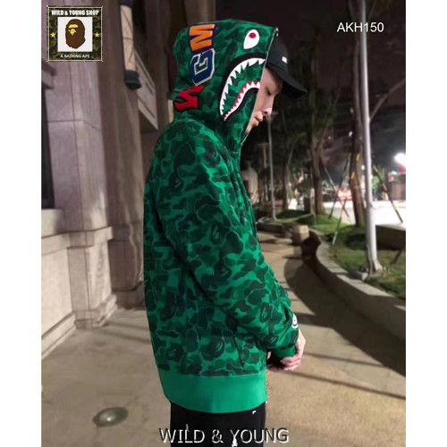 HOT SALE 2020 - Áo Khoác Bape Cá Mập Bape Shark Hoodie Sweatshirt All Green Camo (AKH150)