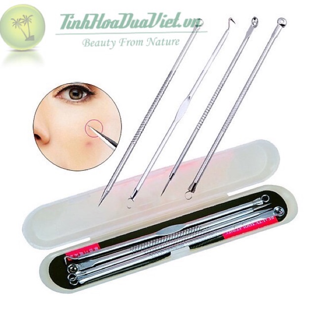 BỘ DỤNG CỤ NẶN MỤN 4 CÂY CHUYÊN NGHIỆP Màu Bạc