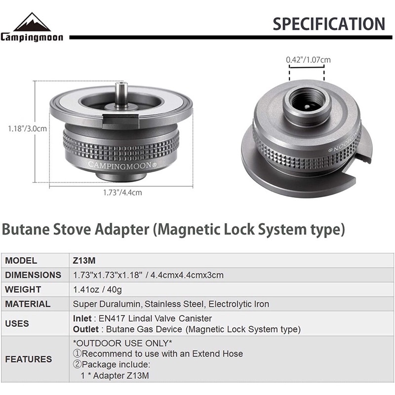Phụ kiện đầu chuyển bình gas mini  Campingmoon Z13M  - dùng cho Soto ST-310