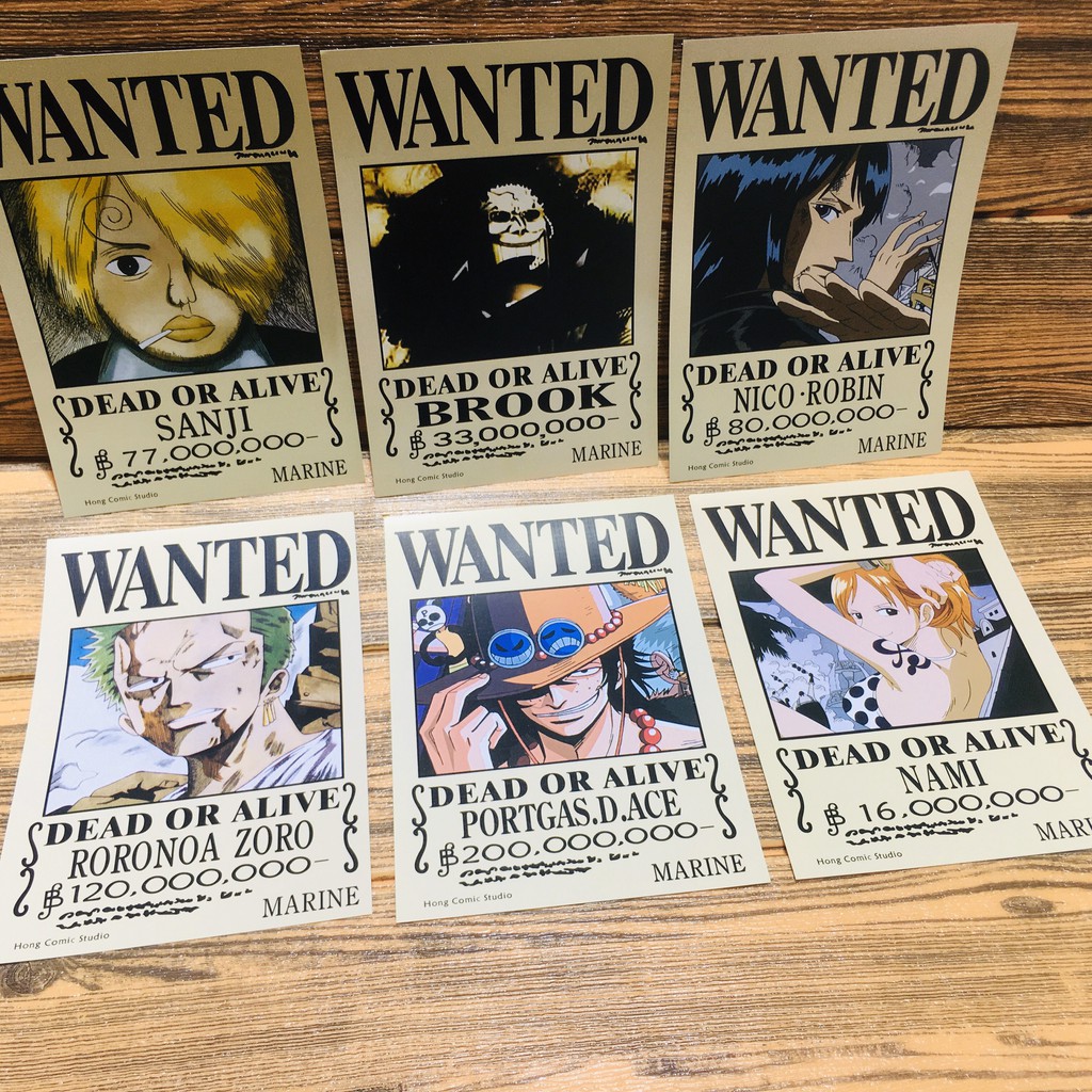 Poster truy nã wanted One piece đảo hải tặc quà tặng trang trí anime chibi