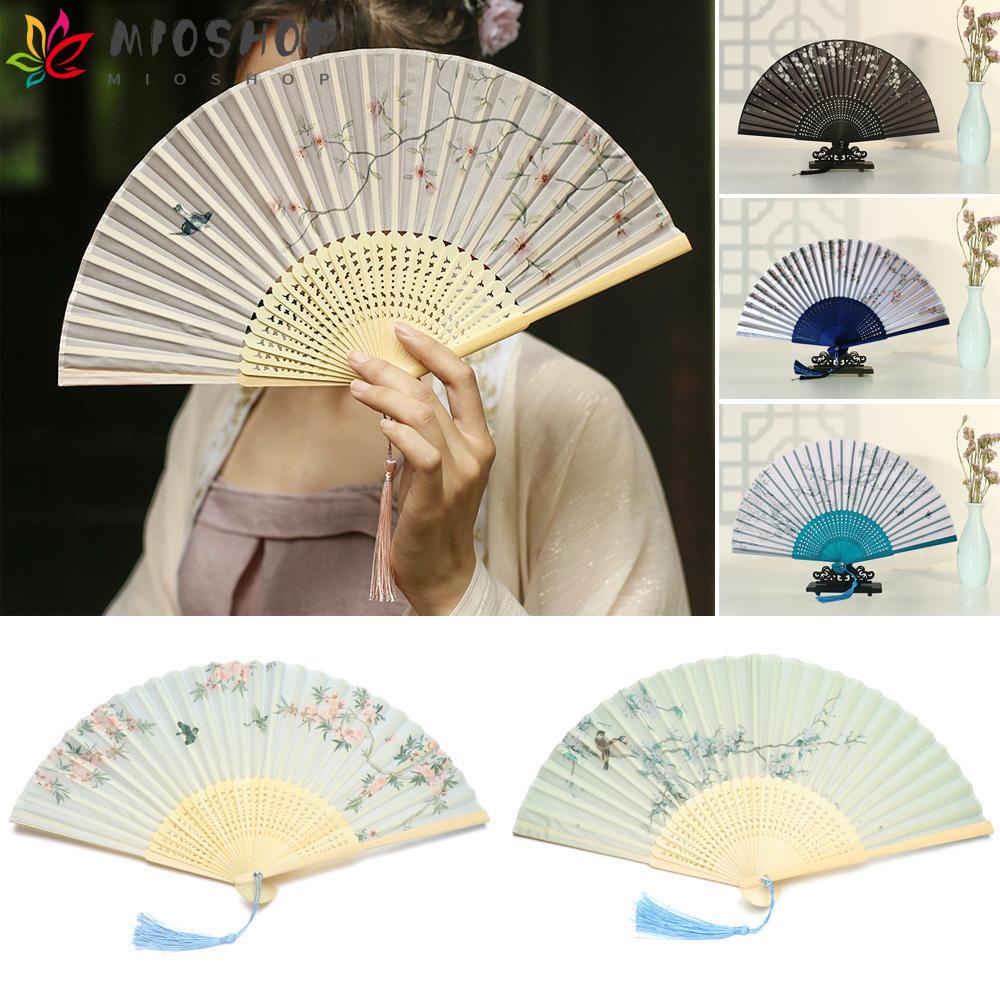 Quạt Xếp Cầm Tay Bằng Tre Và Lụa Phong Cách Trung Hoa