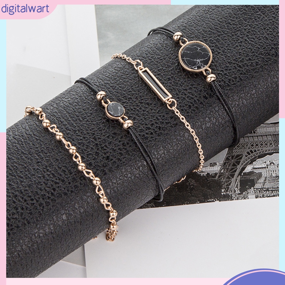 Set 4 Vòng Đeo Tay Phối Phụ Kiện Kiểu Dáng Thời Trang Ấn Tượng Cho Nữ