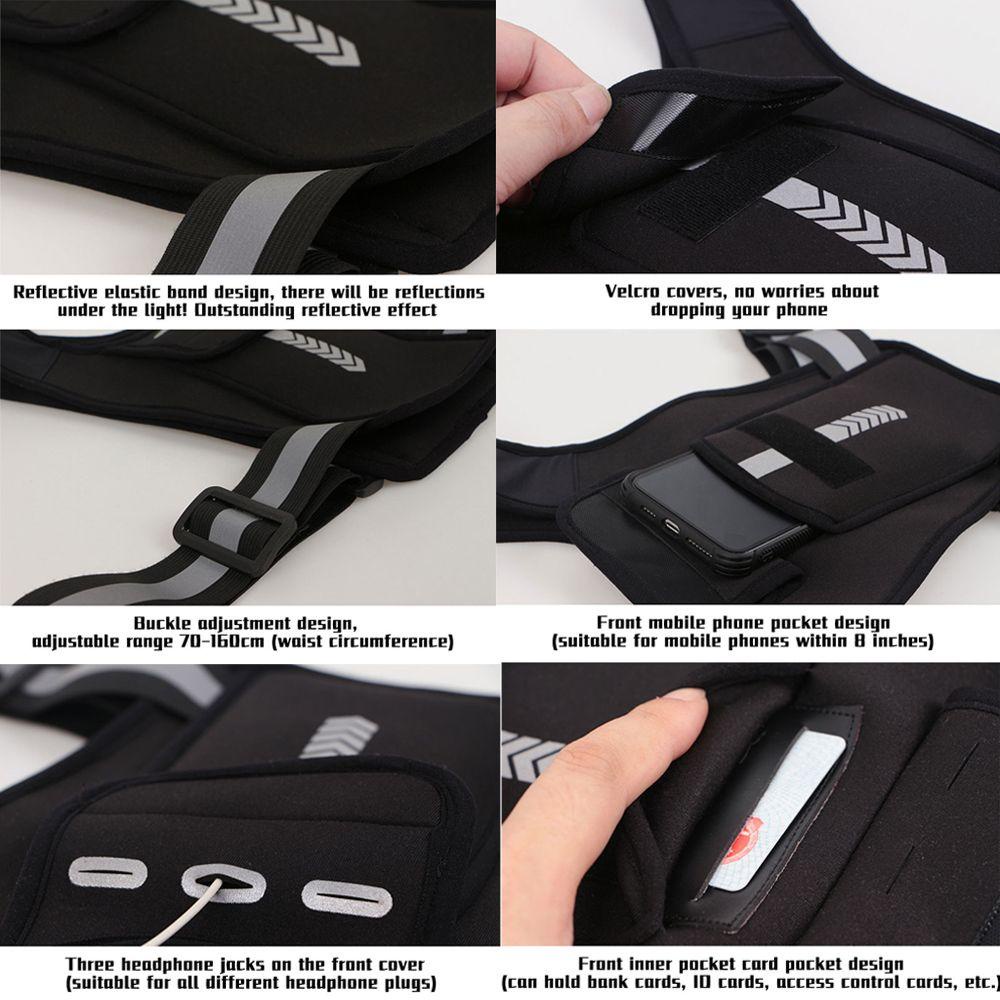 MUVAKO Áo Sát Nách Phản Quang Có Túi Trước Ngực An Toàn Dễ Điều Chỉnh Cho Nam Và Nữ