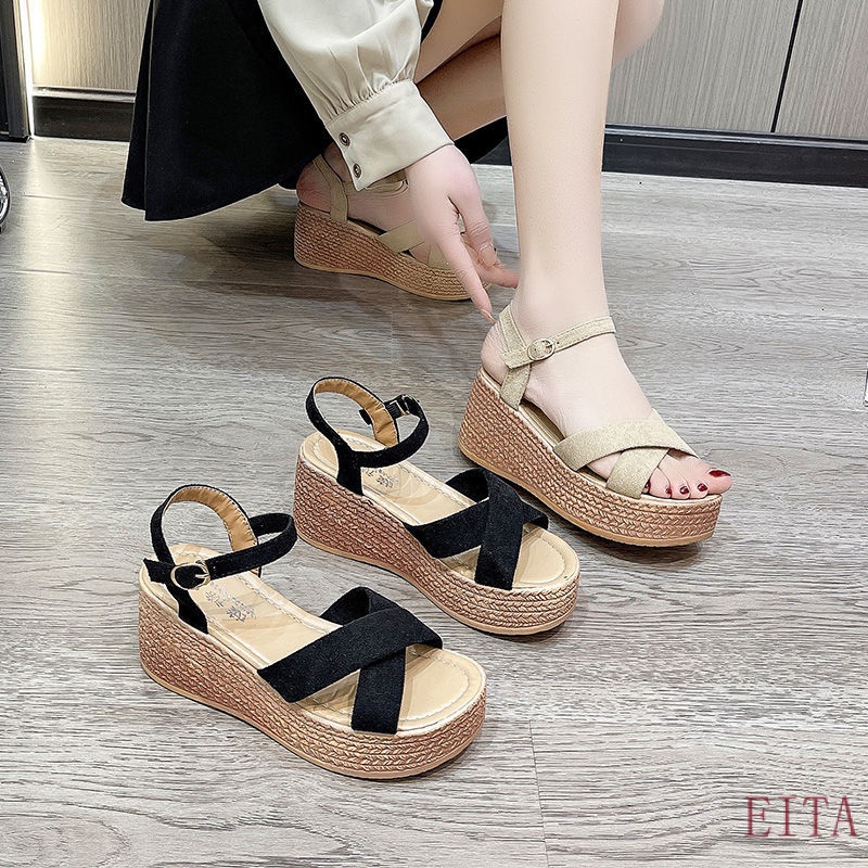 Giày Sandal Đế Xuồng Dày Dặn Chống Thấm Nước Phong Cách Thời Trang Roman 2022 Dành Cho Nữ