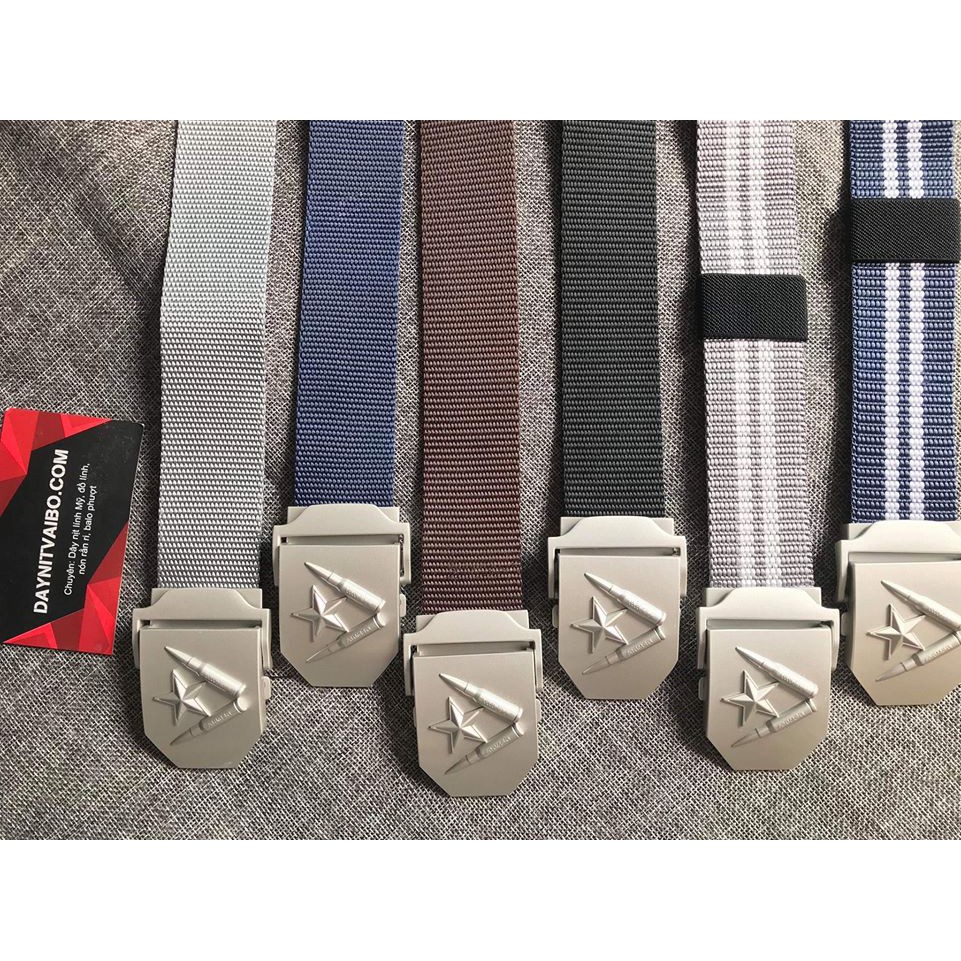 Dây thắt lưng nam vải dù canvas nylon vải mỏng mềm thanh lịch đầu nịt hợp kim sáng loáng hình chụp thật