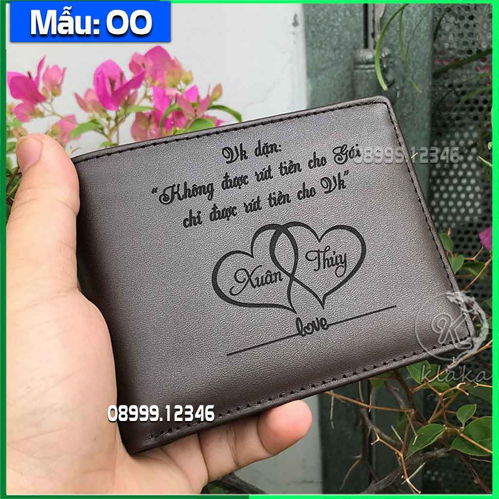 Ví nam chất da bò khắc tên con giáp logo đẹp - KLAKA